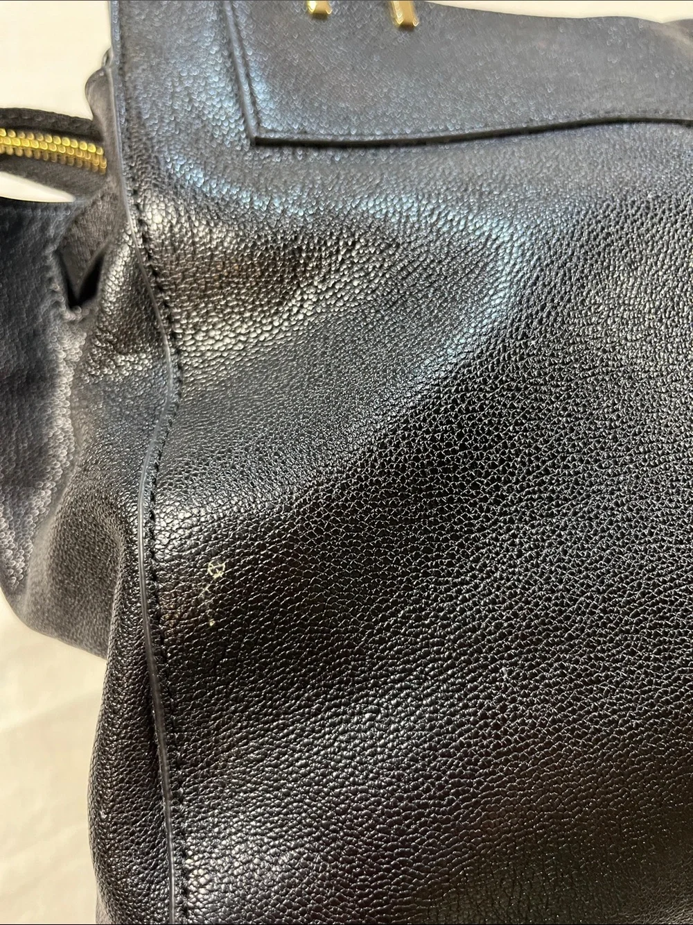 Vince Camuto Ayla Satchel Black Pebbled Leather with Braided Tassel